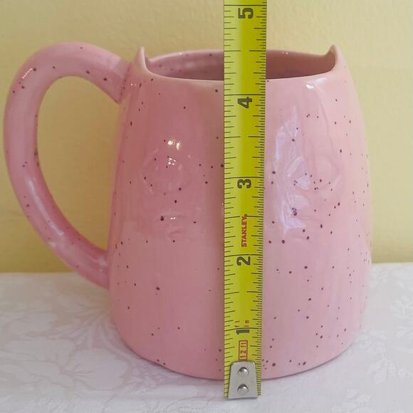 Pink Speckled Kitten Kitty Cat Molded Face Coffee Mug, Tea Cup, Mugs, Coffee Cup - Picture 8 of 9